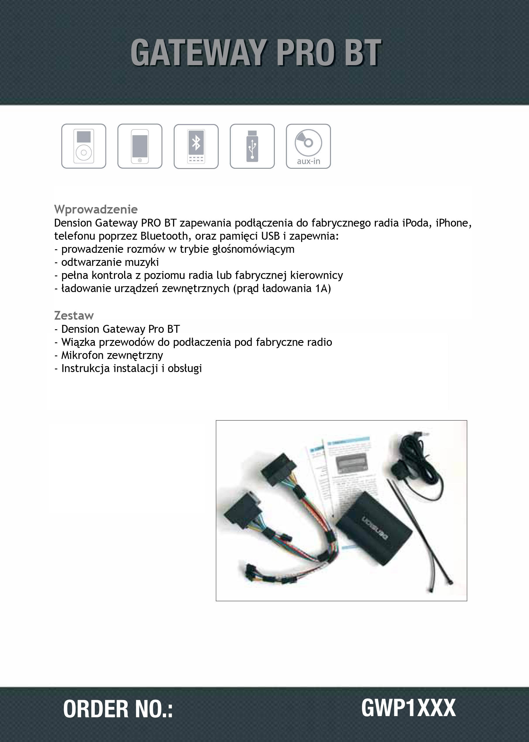 Dension Pro BT,AUX,USB,iPod,iPhone,ID3 - VW Skoda RCD310/510 - Cyfrowe