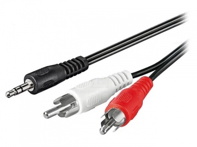 Kabel Jack 3,5mm wtyk, RCA wtyk x2; 1,2m; Wersja: stereo