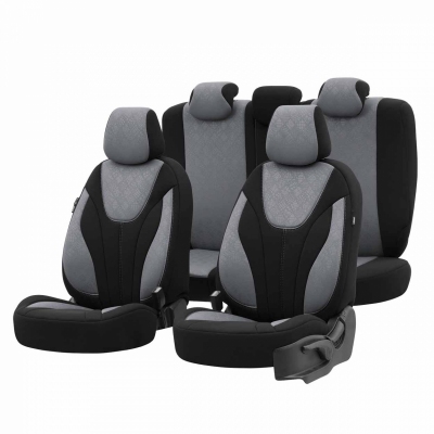 Komplet pokrowców na fotele samochodowe OTOM RUBY 1202 GREY/BLACK 3-ZIP