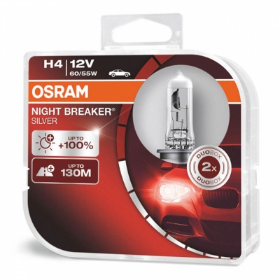 Żarówki halogenowe Osram H4 12V NIGHT BREAKER SILVER +100%/ 2 szt/