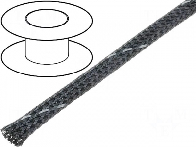 Oplot poliestrowy 5 mm(4-9mm) czarny/szary pasek