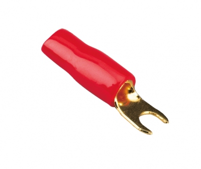 Konektor widełkowy pozłacany 10mm2 > 4,2mm, czerwony