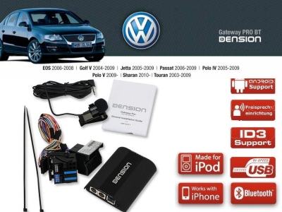 Dension Pro BT,AUX,USB,iPod,iPhone,ID3 - VW RCD300/500