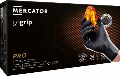 Rękawice nitrylowe Mercator GoGrip Black 50 sztuk rozmiar M