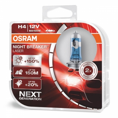 Żarówki halogenowe Osram H4 12V 60/55W P43t NIGHT BREAKER LASER +150% /2 szt./