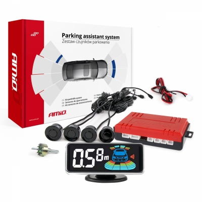 Czujniki parkowania cofania czarne LED 3D AMIO-03185
