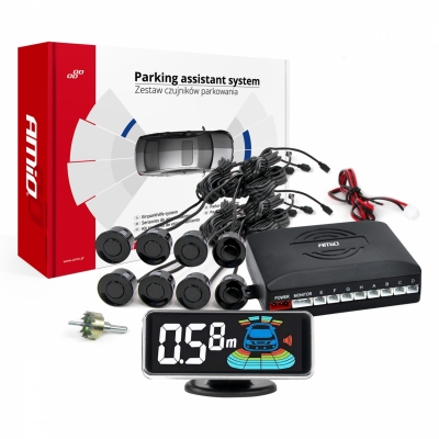 Czujniki parkowania cofania czarne LED 3D przód tył AMIO-03191
