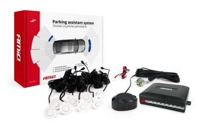 Zestaw czujników parkowania cofania Buzzer 8 sensorów białych