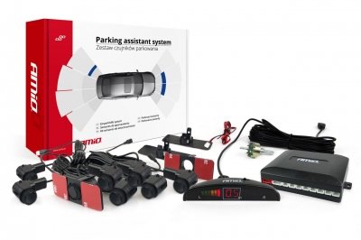 Zestaw czujników parkowania cofania LED 8 sensorów czarne wewnętrzne 16,5mm