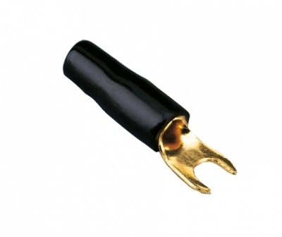 Konektor widełkowy pozłacany 4mm2 > 4,2mm czarny