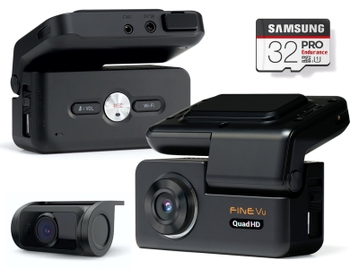 Wideorejestrator FineVu GX300 QHD+FHD WiFi GPS Fotoradary, karta 32 GB