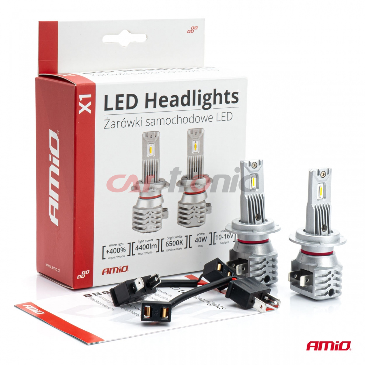 Żarówki samochodowe LED seria X1 H7 H18 6500K Canbus AMIO-02966