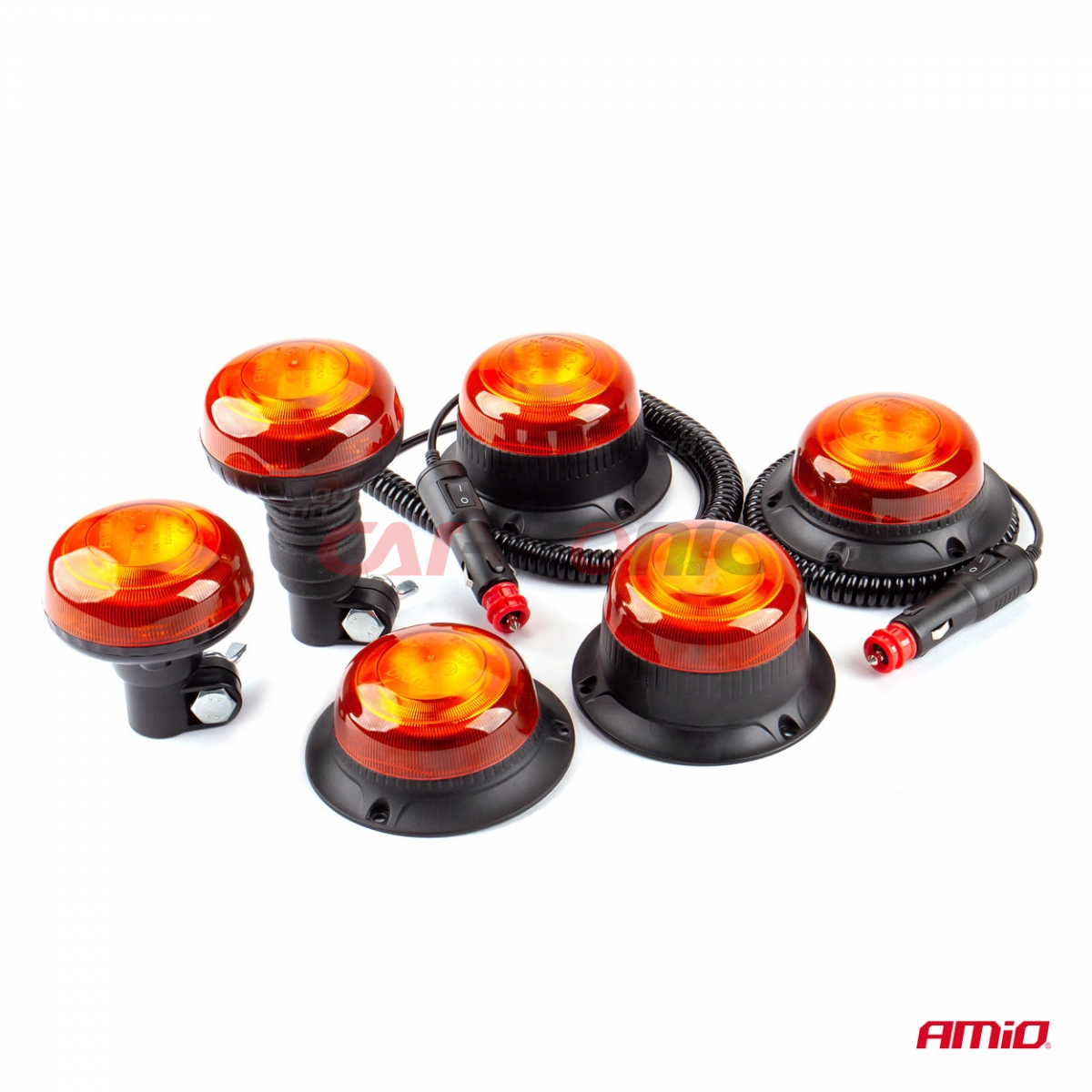 Lampa ostrzegawcza mini kogut 18 LED magnes R65 R10 12-24V W21ml AMIO-02924