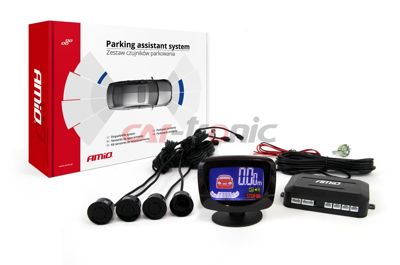 Zestaw czujników parkowania czujniki cofania LED GRAF 4 sensory czarne AMIO-01562