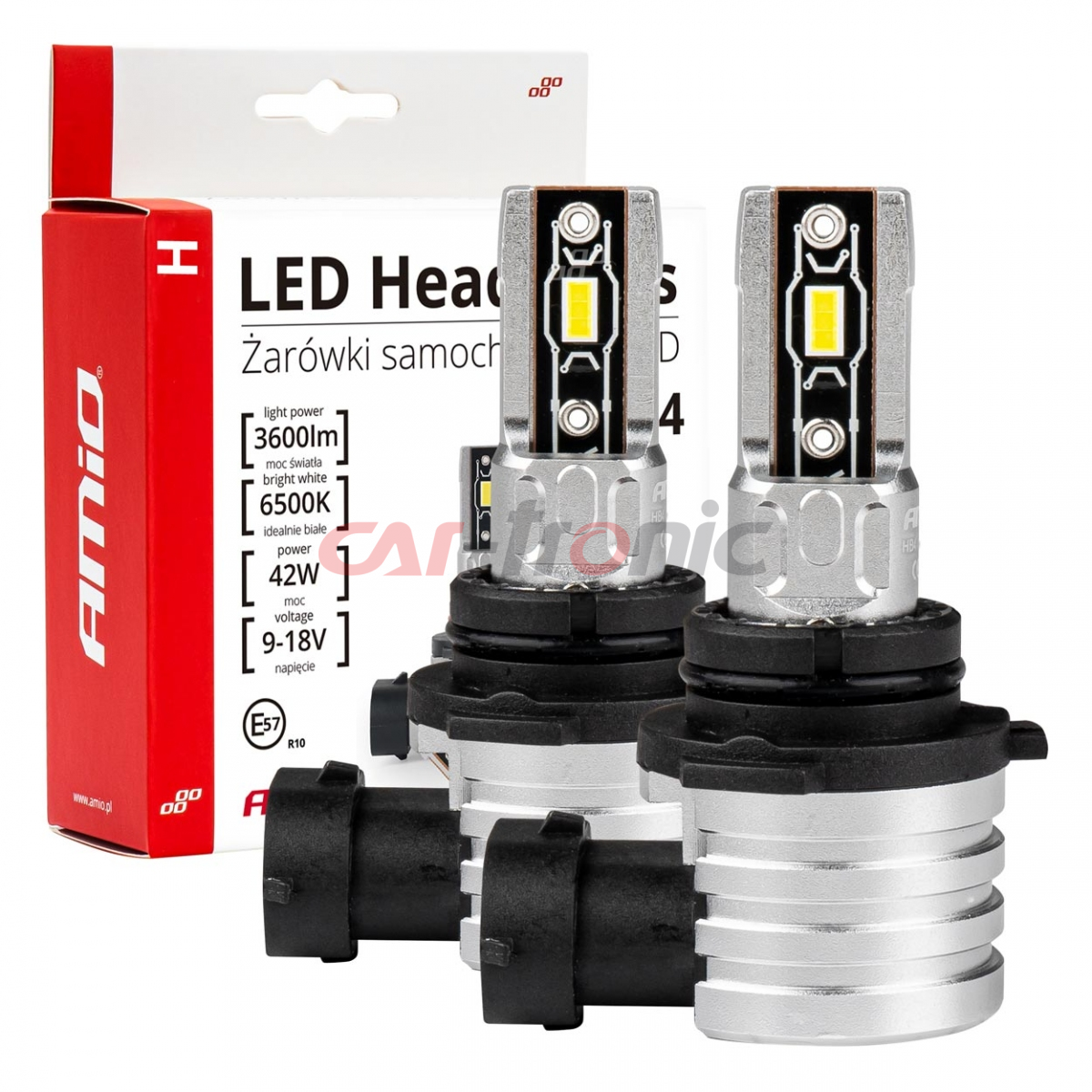 Żarówki samochodowe LED seria H-mini HB4 9006 6500K Canbus AMIO-03335