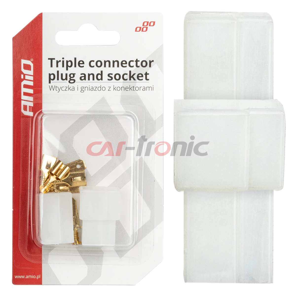 Wtyczka gniazdo kostka złącze elektryczne 3 PIN + konektory AMIO-03513