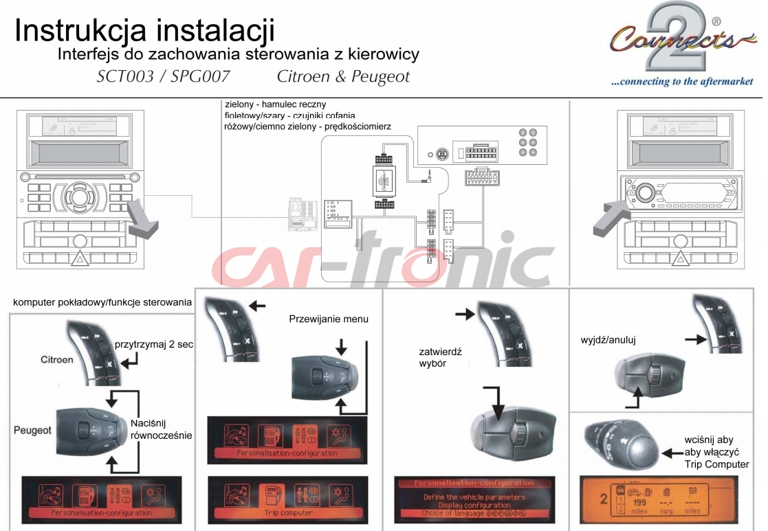Adapter do sterowania z kierownicy Citroen C2,C3,C5,C8,DS3,C3,C4 Picasso, Berlingo