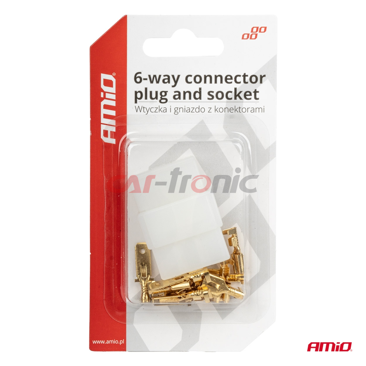 Wtyczka gniazdo kostka złącze elektryczne 6 PIN + konektory AMIO-03515
