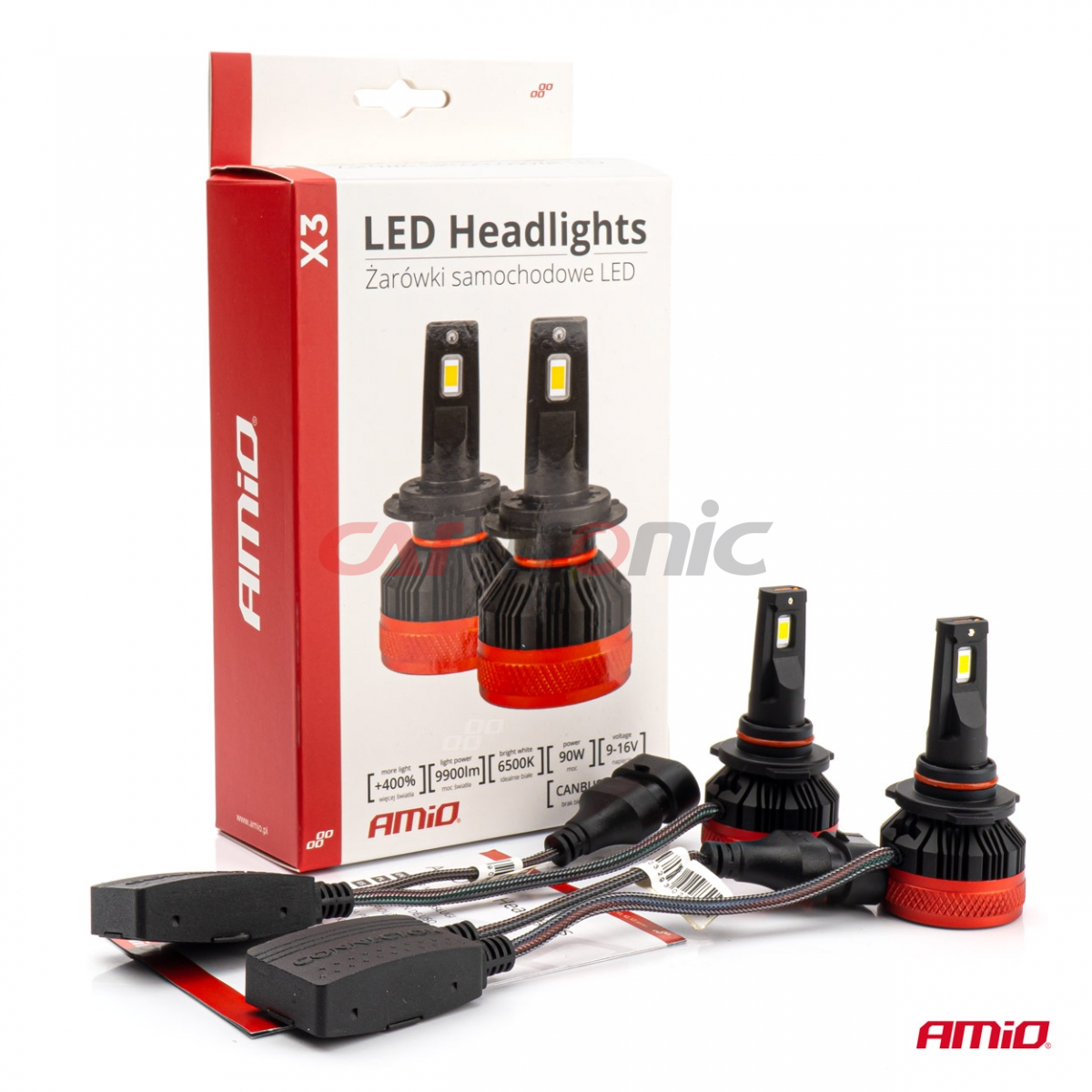 Żarówki samochodowe LED seria X3 HB3 9005/HIR1 9011/H10 6500K Canbus AMIO-02982