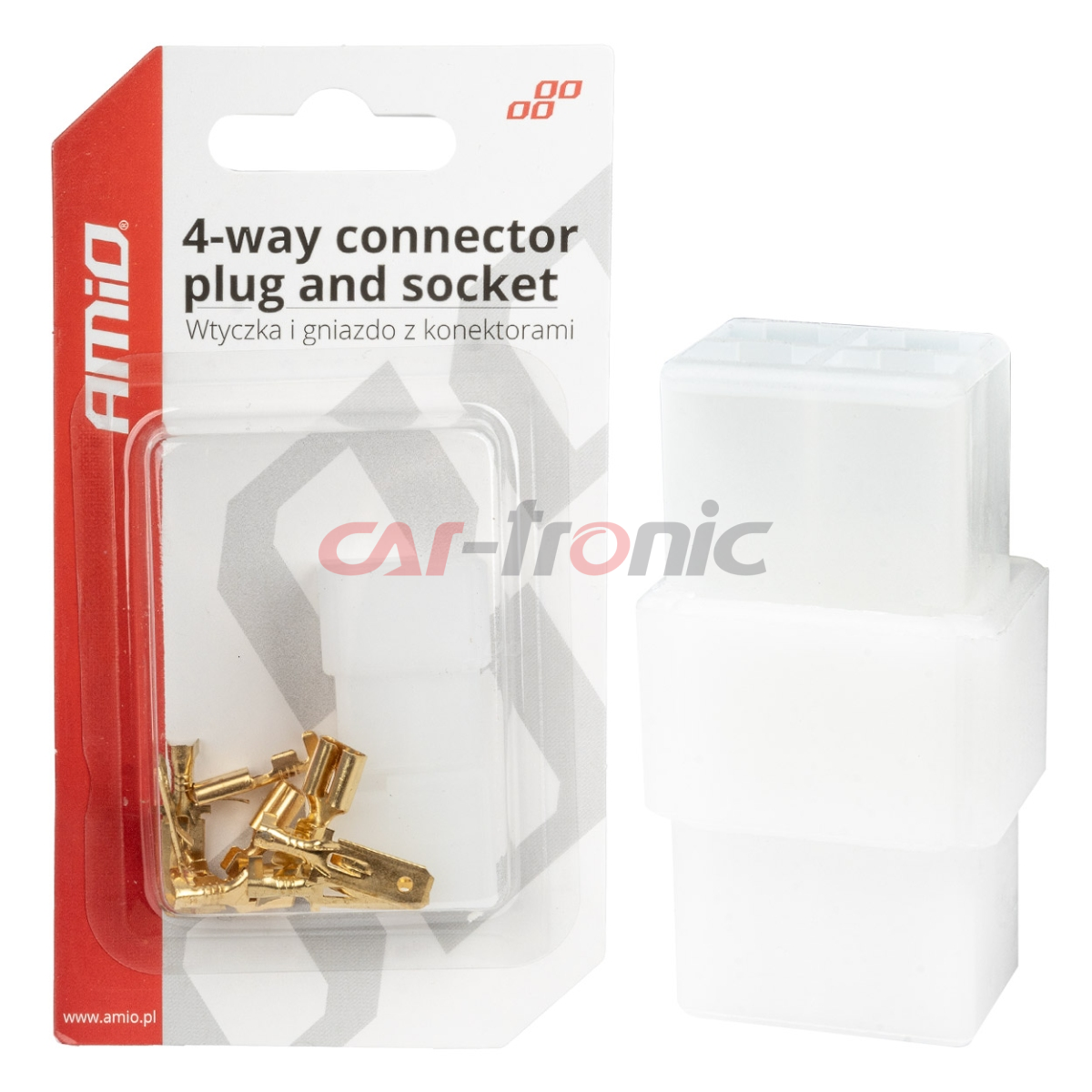 Wtyczka gniazdo kostka złącze elektryczne 4 PIN + konektory AMIO-03514