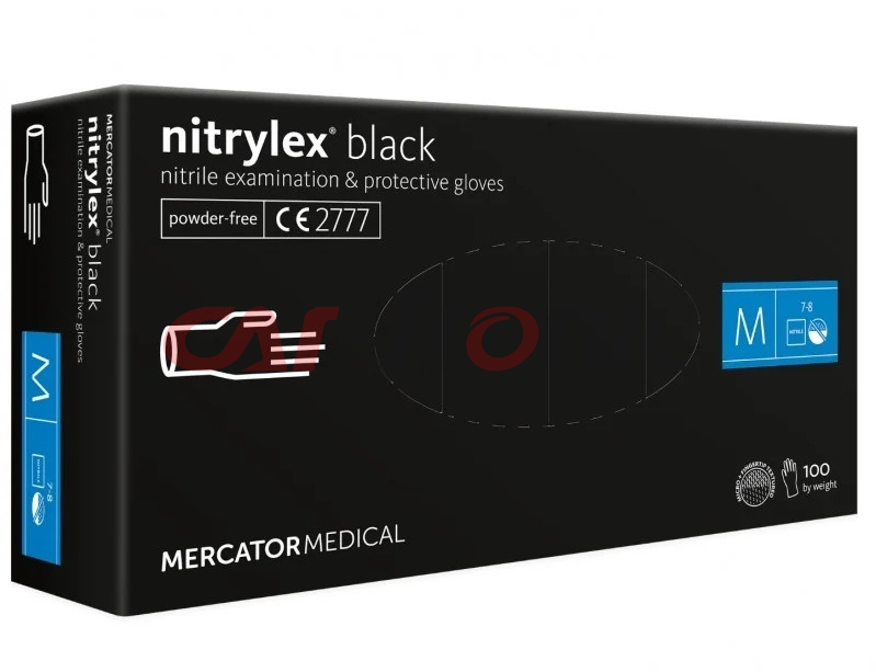 Rękawice nitrylowe czarne Mercator Nitrylex Basic rozmiar M 100 szt.