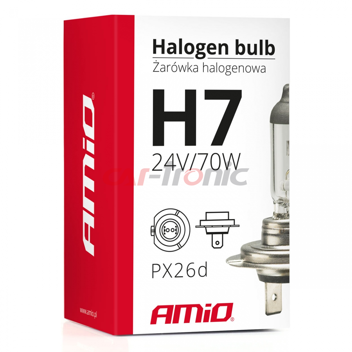 Żarówka halogenowa H7 24V 70W filtr UV (E4) AMIO-01252