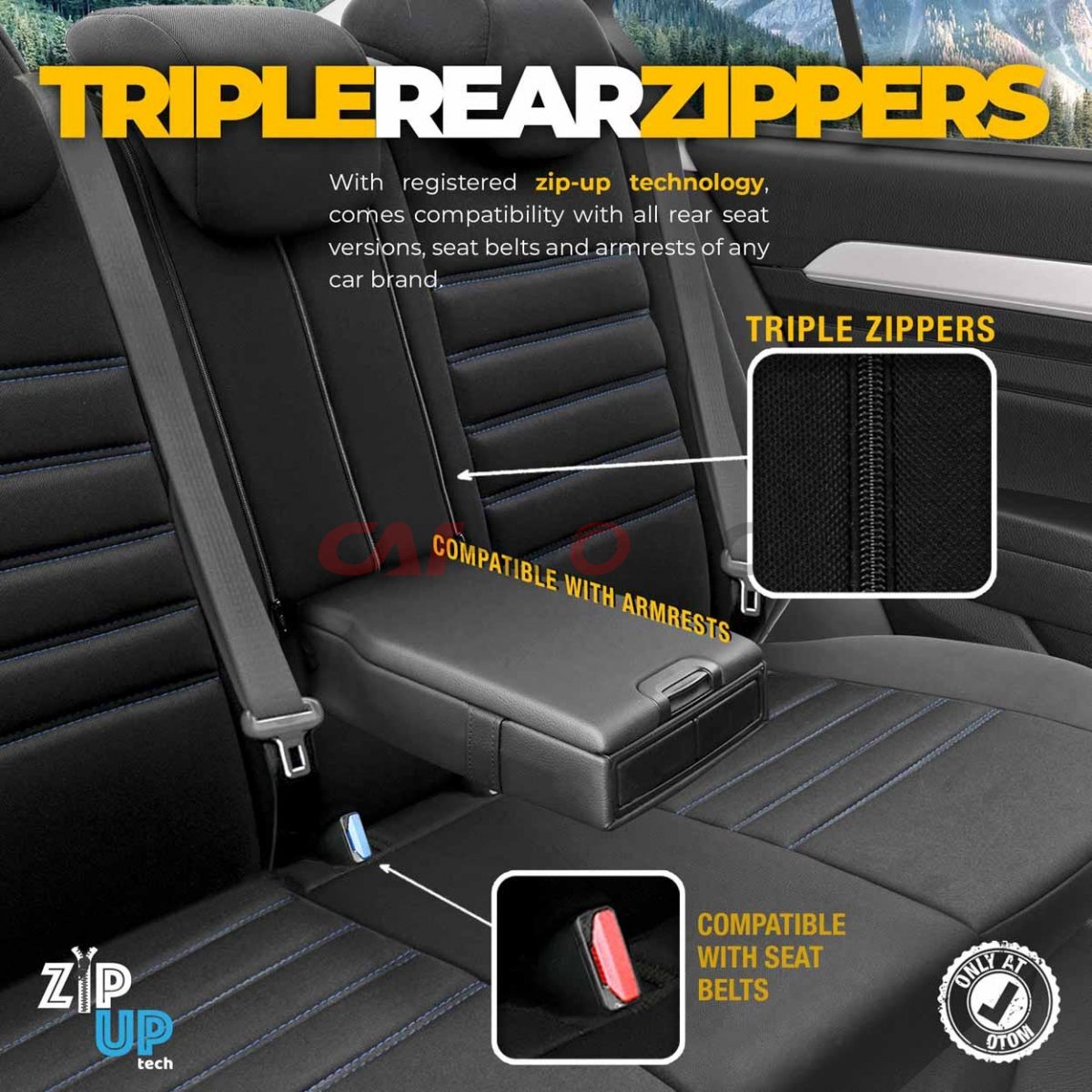 Komplet pokrowców na fotele samochodowe OTOM INDIVIDUAL 203 BLACK/BLUE 3-ZIP