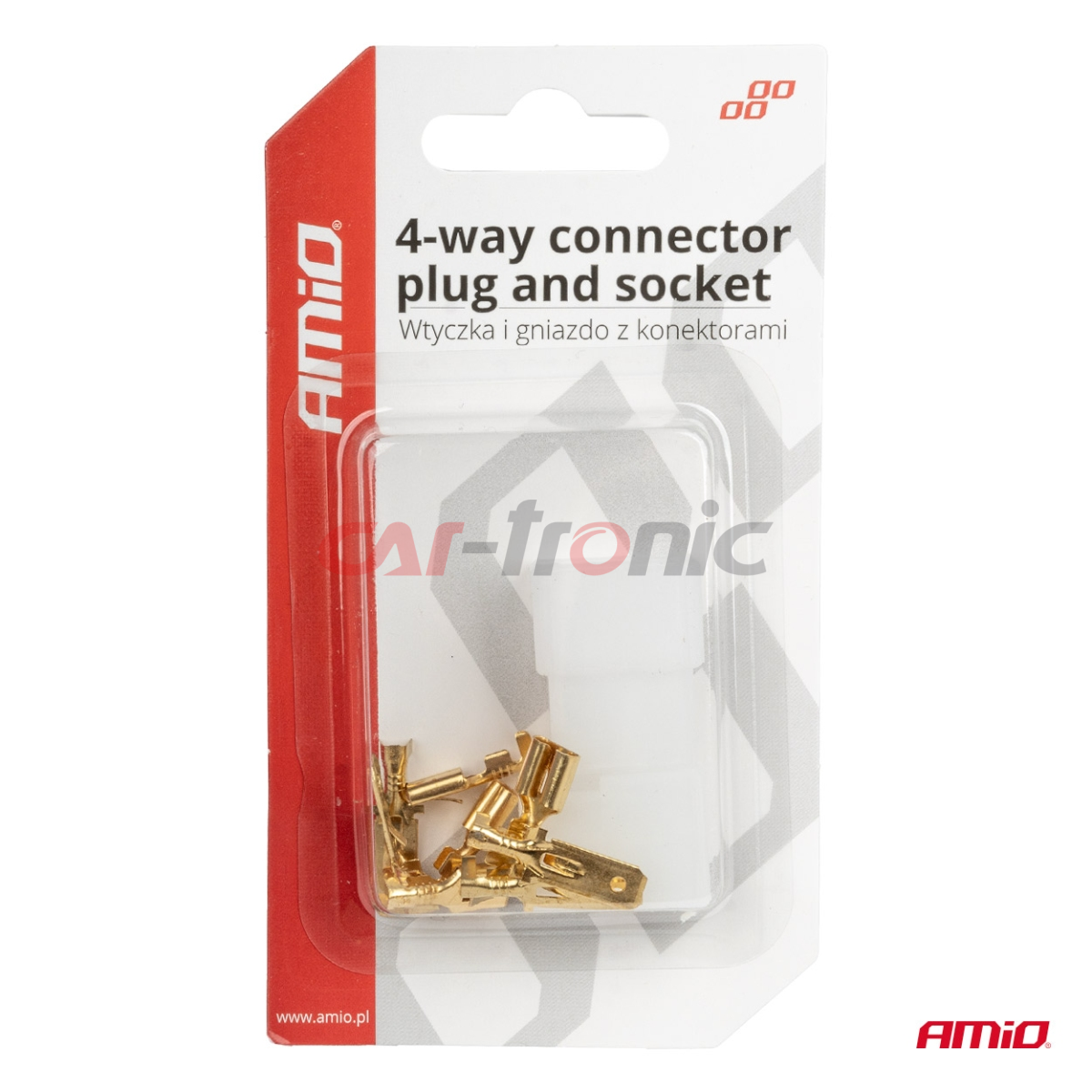 Wtyczka gniazdo kostka złącze elektryczne 4 PIN + konektory AMIO-03514