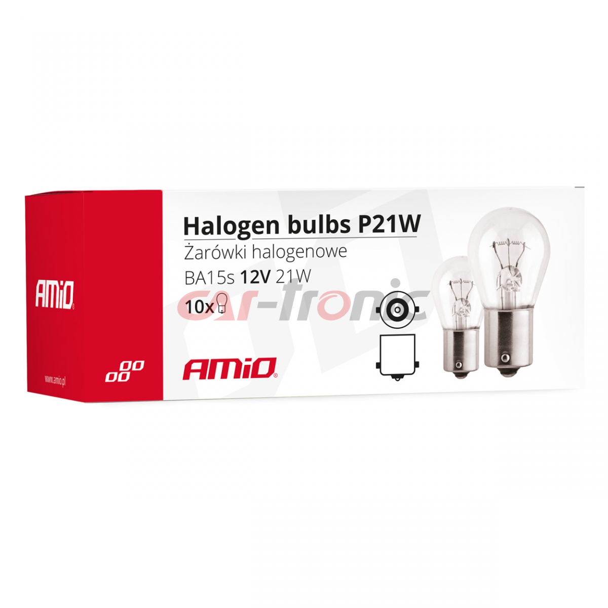 Żarówki halogenowe P21W BA15s 12V 10 szt. (E8) AMIO-01491