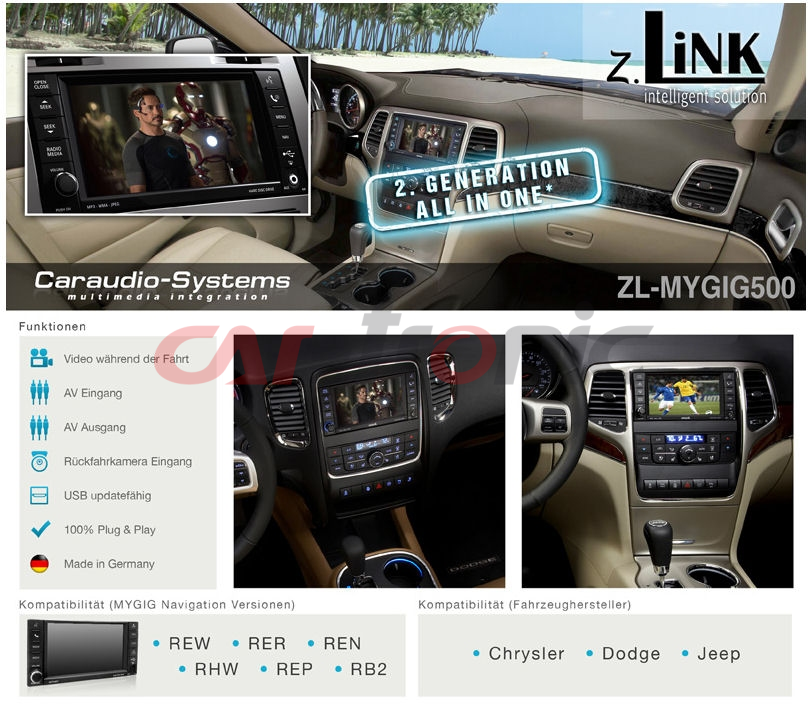 Interfejs do podłączenia kamery cofania i audio video MyGig Chrysler, Dodge i Jeep