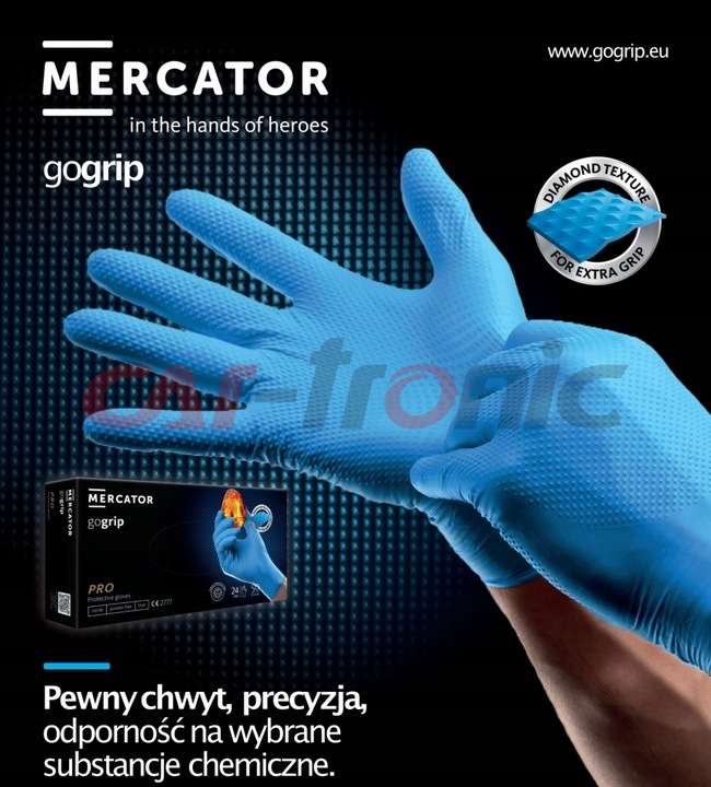 Rękawice nitrylowe czarne Mercator GoGrip Black 50 sztuk rozmiar M