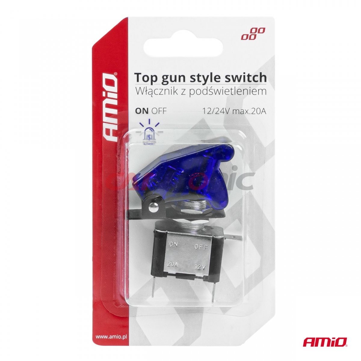 Włącznik przełącznik TOP GUN podświetlenie niebieskie AMIO-03096