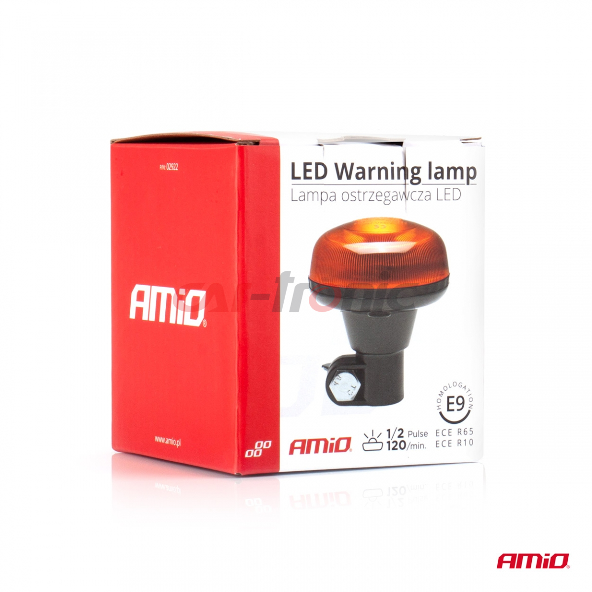 Lampa ostrzegawcza mini kogut 18 LED R65 R10 12-24V W21p AMIO-02922
