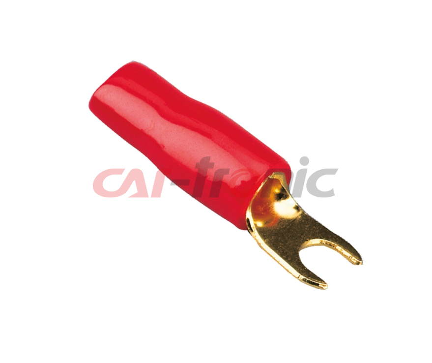 Konektor widełkowy pozłacany 20mm2 > 4,2mm, czerwony