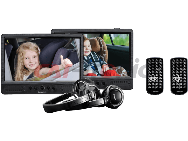 Lenco DVP-1045 2 x 10” przenośny 10” odtwarzacz DVD z USB, SD, uchwytem samochodowym i słuchawkami