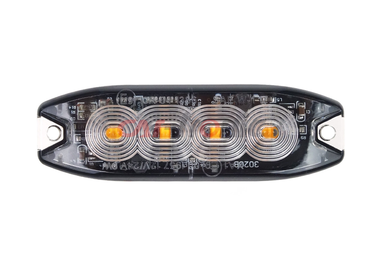 Lampa błyskowa ostrzegawcza płaska 4 LED R65 R10 12-24V AMIO-02298