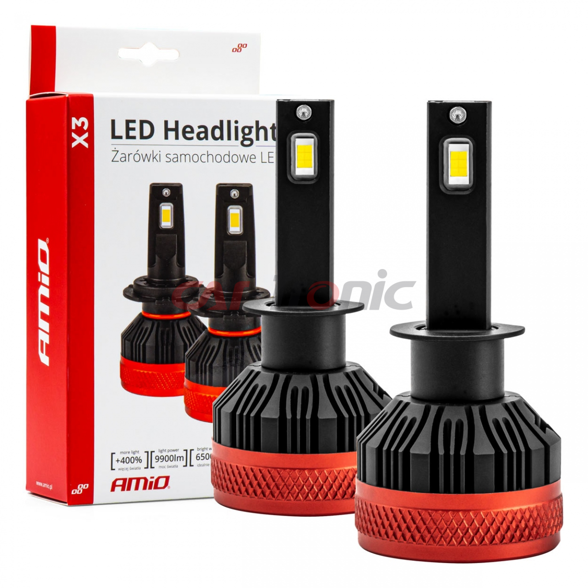 Żarówki samochodowe LED seria X3 H1 6500K Canbus AMIO-02977