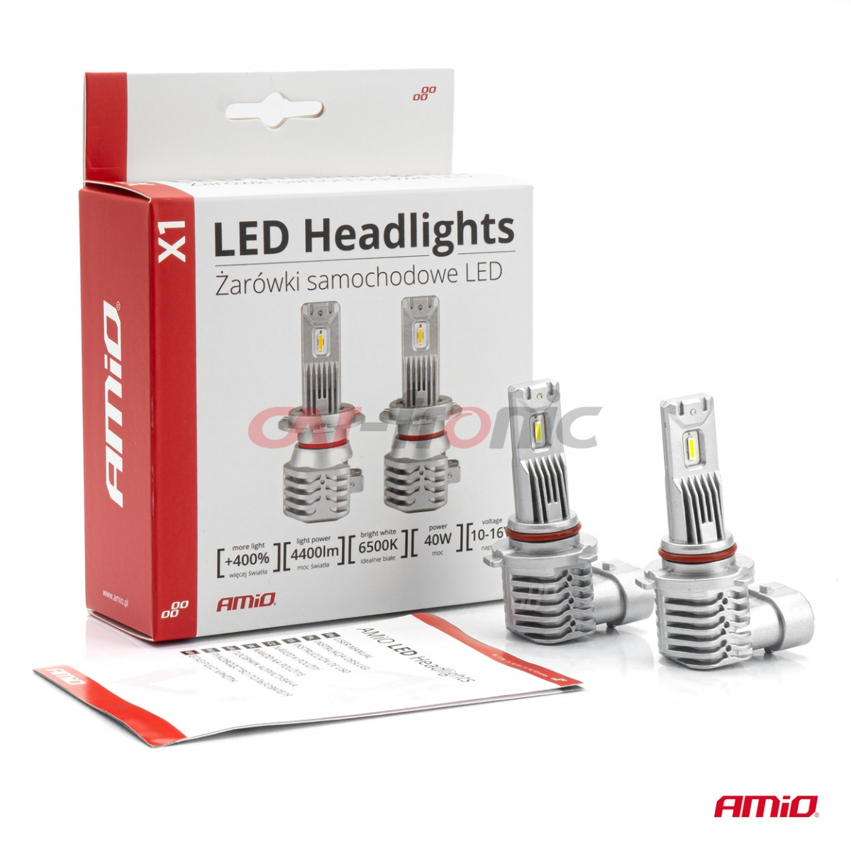 Żarówki samochodowe LED seria X1 HB3 9005/HIR1 9011/H10 6500K Canbus AMIO-02968