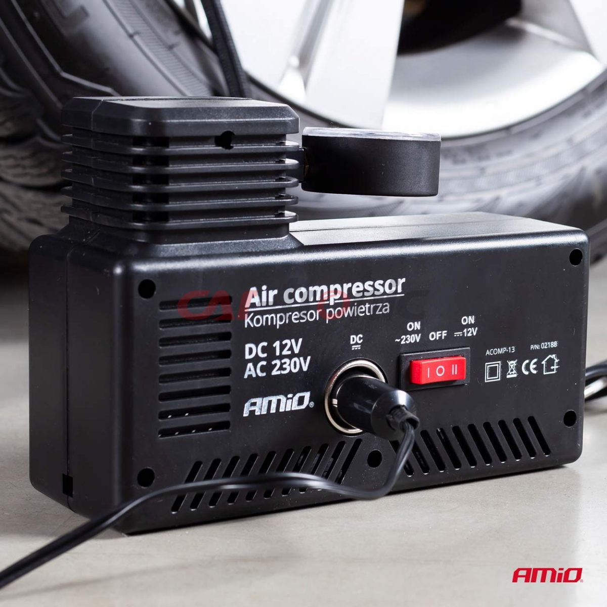 Kompresor samochodowy pompka 12V 230V ACOMP-13 AMIO-02188