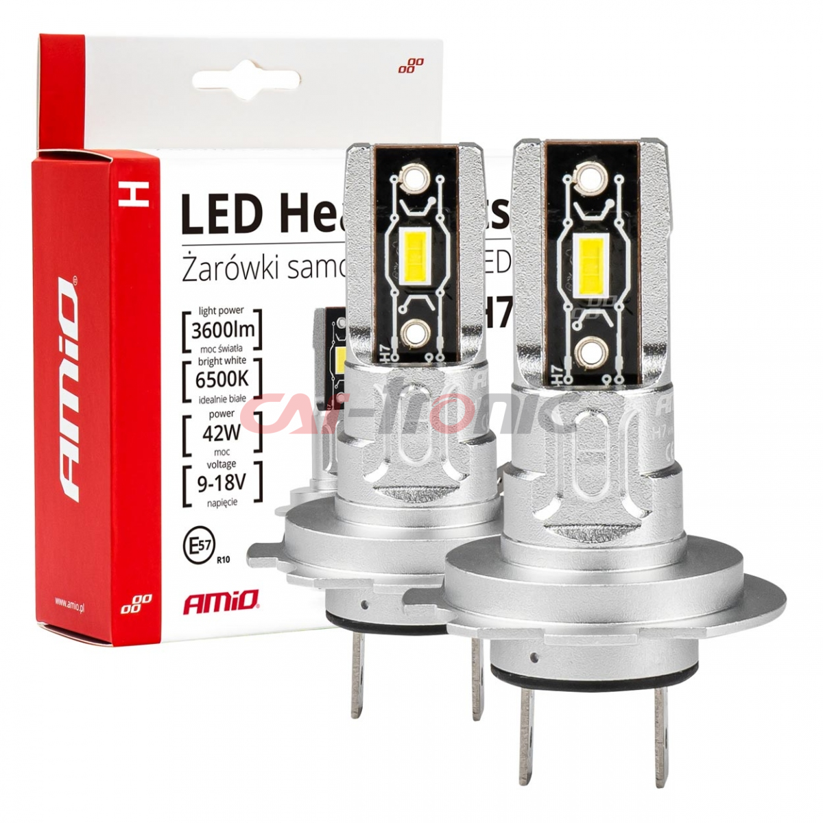 Żarówki samochodowe LED seria H-mini H7 6500K Canbus AMIO-03332