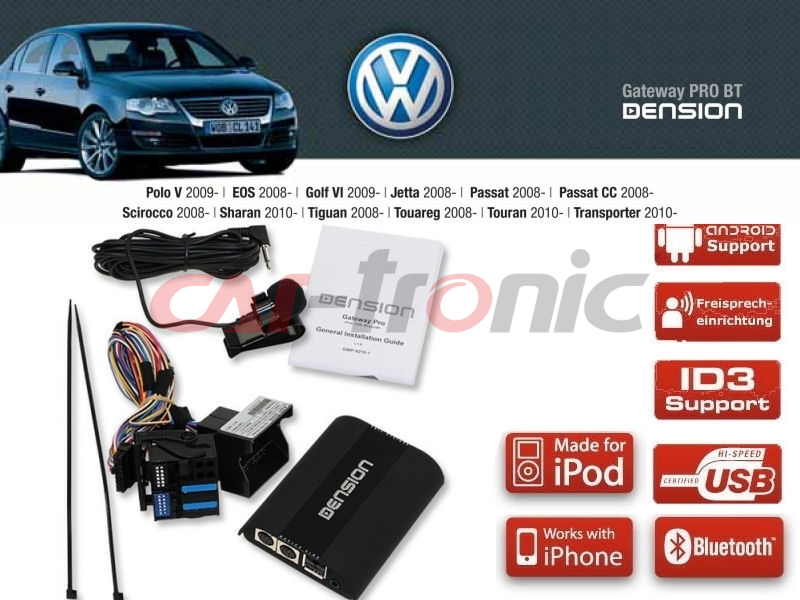 Dension Pro BT,AUX,USB,iPod,iPhone,ID3 - VW Skoda RCD310/510