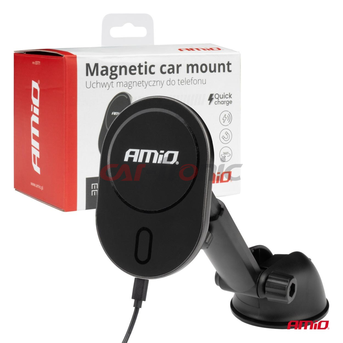 Uchwyt do samochodu na telefon z ładowarką indukcyjną na szybę kokpit My Mag 15W AMIO-03771