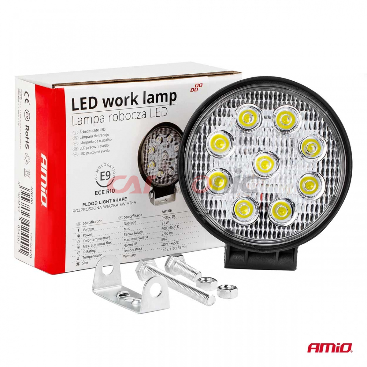 Lampa robocza halogen LED szperacz AWL06 9 LED AMIO-02420