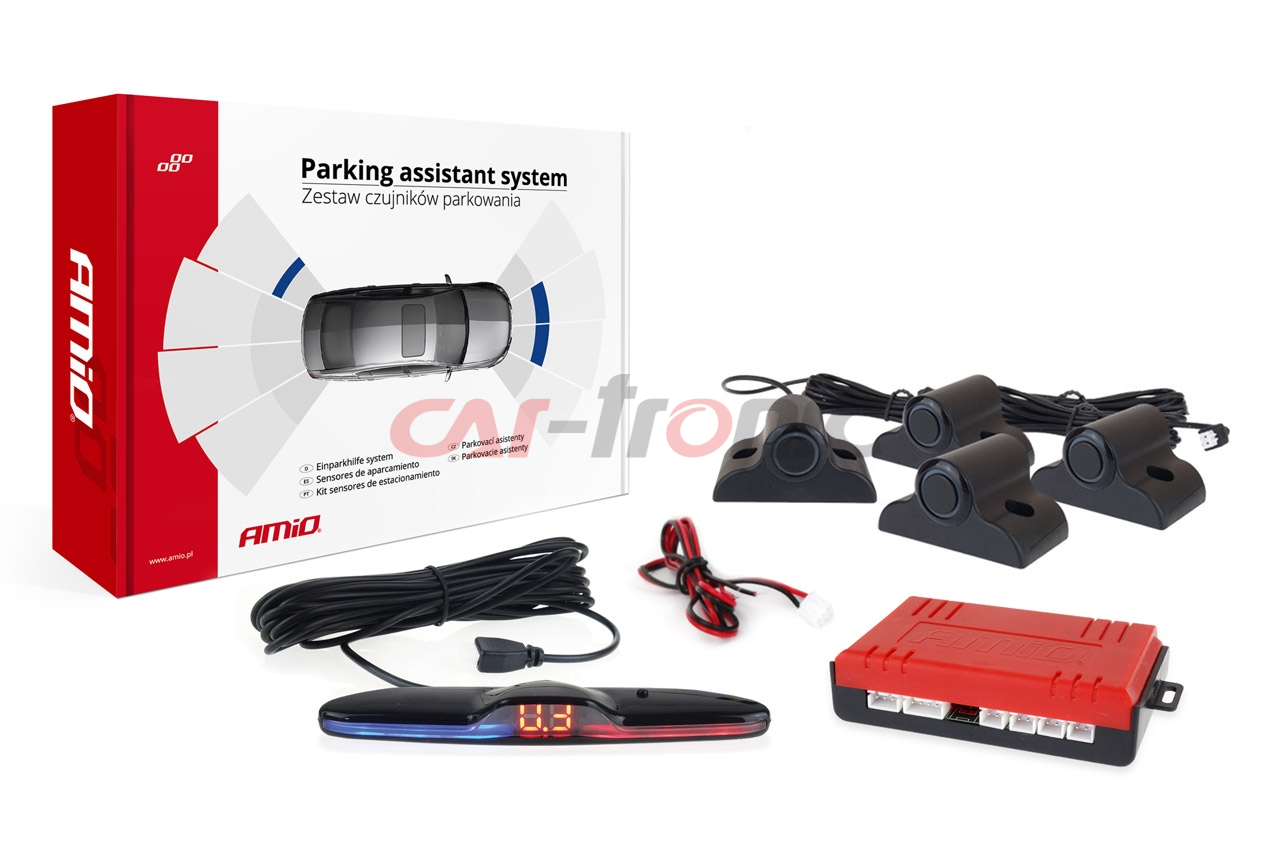 Zestaw czujników parkowania czujniki cofania MAX LED 4 sensory czarne 19 mm TRUCK AMIO-02292