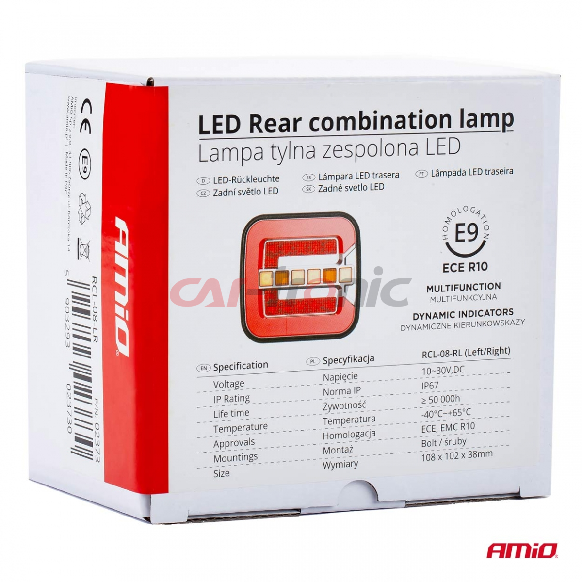 Lampa tylna zespolona LED RCL-08-LR dynamiczna lewa prawa AMIO-02373