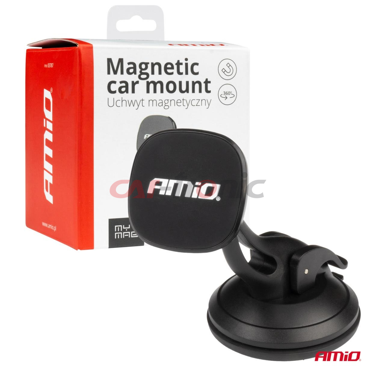 Uchwyt do samochodu na telefon szybę kokpit deskę magnetyczny AMIO-03787