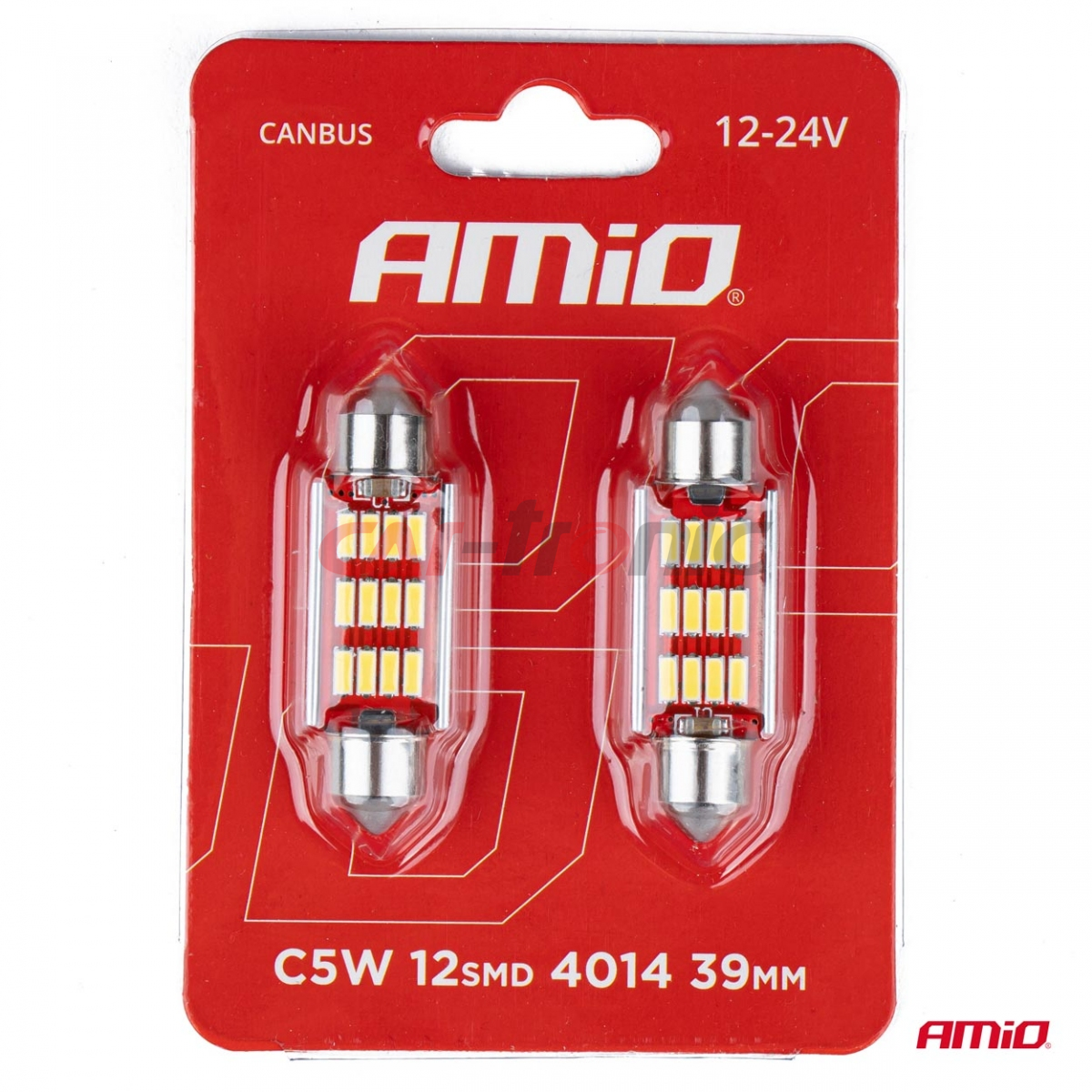 Żarówki LED CANBUS 4014 12SMD Festoon C5W C10W C3W 39mm White 12V 24V AMIO-02190