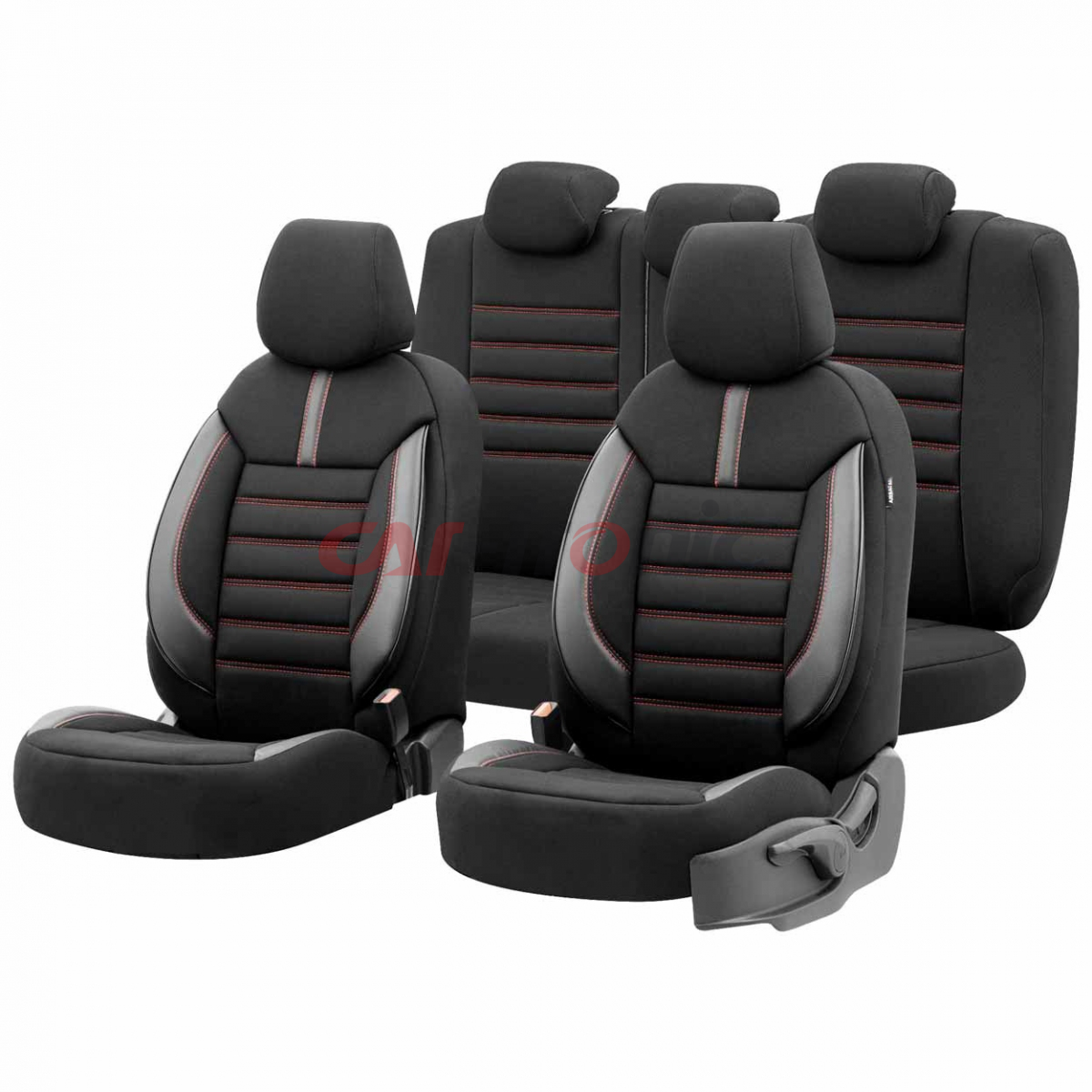 Komplet pokrowców na fotele samochodowe OTOM LIMITED 101 BLACK/RED 3-ZIP