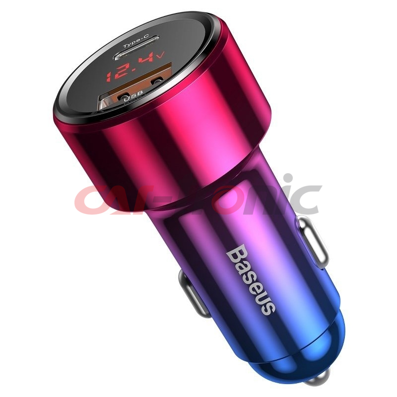 Ładowarka samochodowa Baseus Magic USB + USB-C QC 4.0 PD 45W czerwono-niebieska