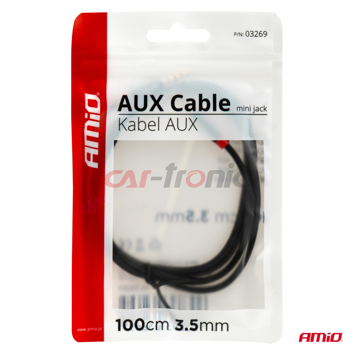 Kabel AUX MINI JACK 3,5mm oplot 100cm AMIO-03269